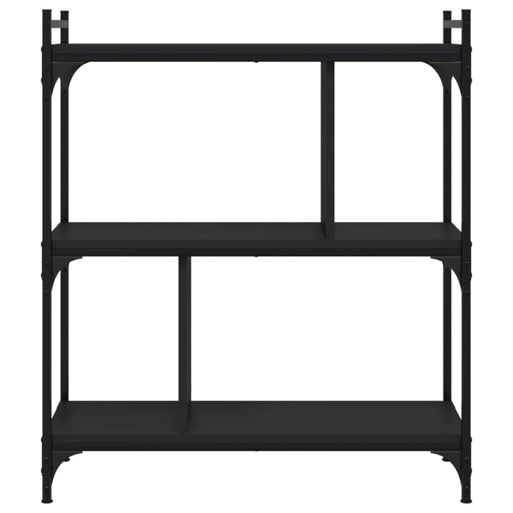 bogreol med 3 hylder 76x32x88 cm konstrueret træ sort