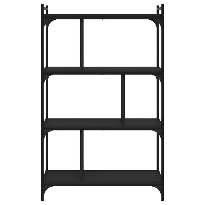 bogreol med 4 hylder 76x32x123 cm konstrueret træ sort