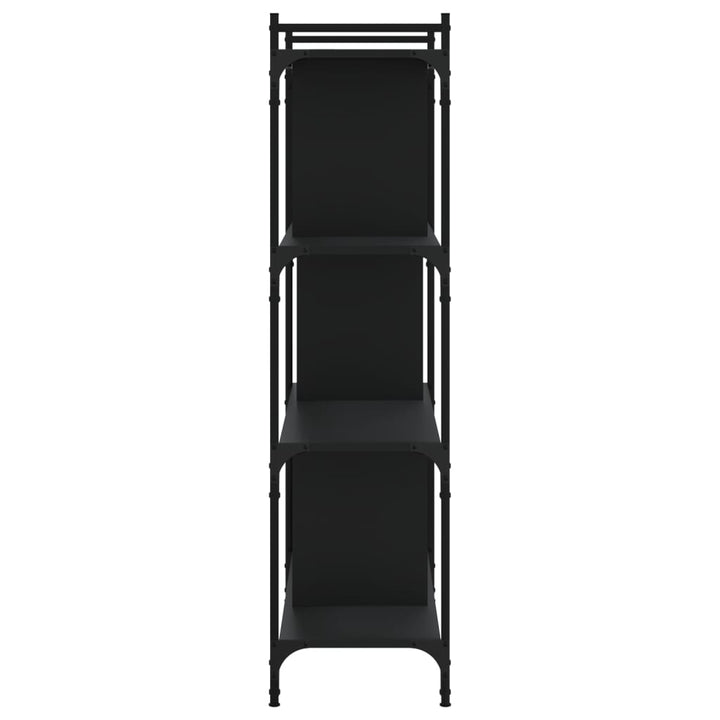 bogreol med 4 hylder 76x32x123 cm konstrueret træ sort