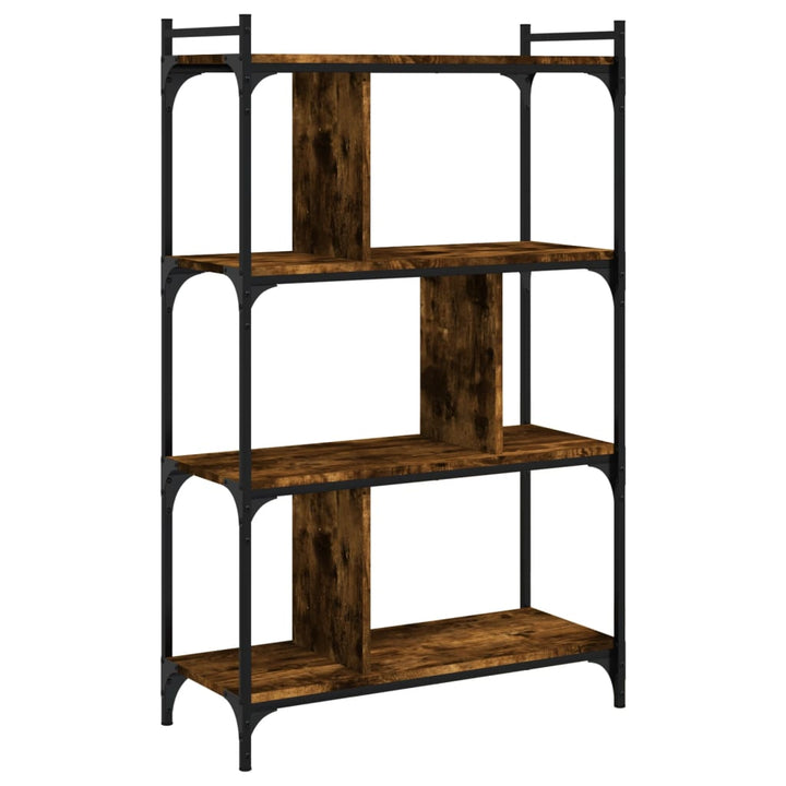 bogreol 76x32x123 cm 4 hylder konstrueret træ røget eg