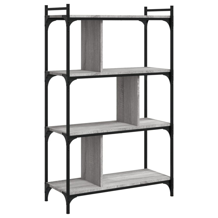 bogreol 76x32x123 cm 4 hylder konstrueret træ grå sonoma-eg