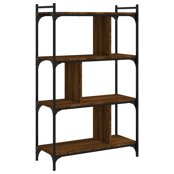 bogreol 76x32x123 cm 4 hylder konstrueret træ brunt eg