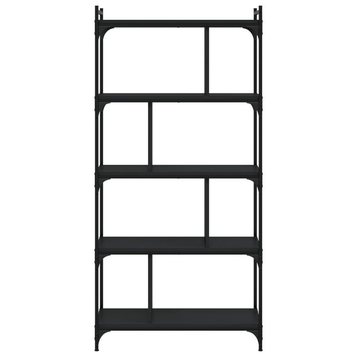 bogreol med 5 hylder 76x32x158 cm konstrueret træ sort