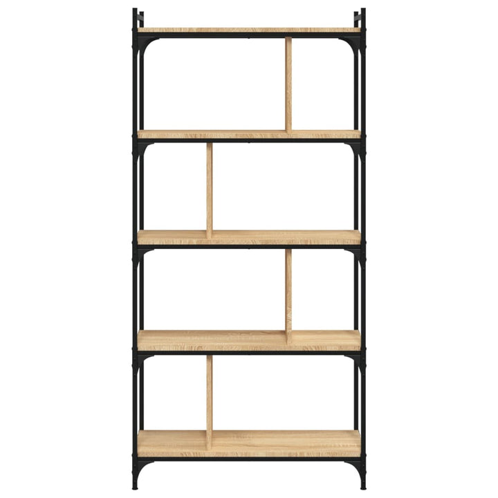 bogreol 76x32x158 cm 5 hylder konstrueret træ sonoma-eg