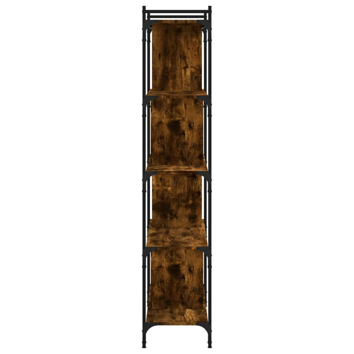 bogreol 76x32x158 cm 5 hylder konstrueret træ røget eg