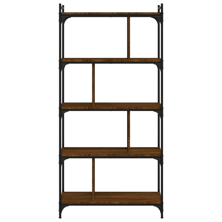 bogreol 76x32x158 cm 5 hylder konstrueret træ brunt eg