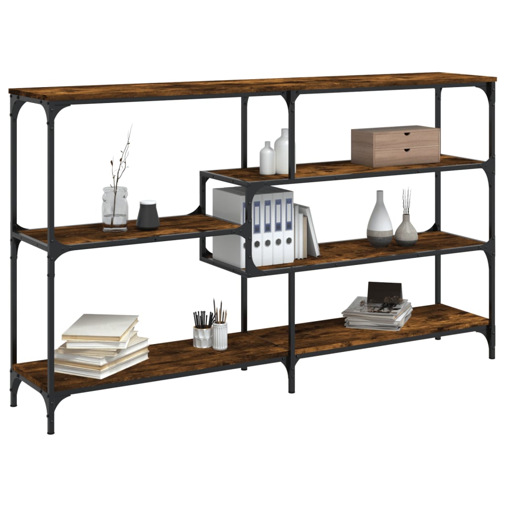 konsolbord 160x32x95 cm konstrueret træ røget egetræsfarve