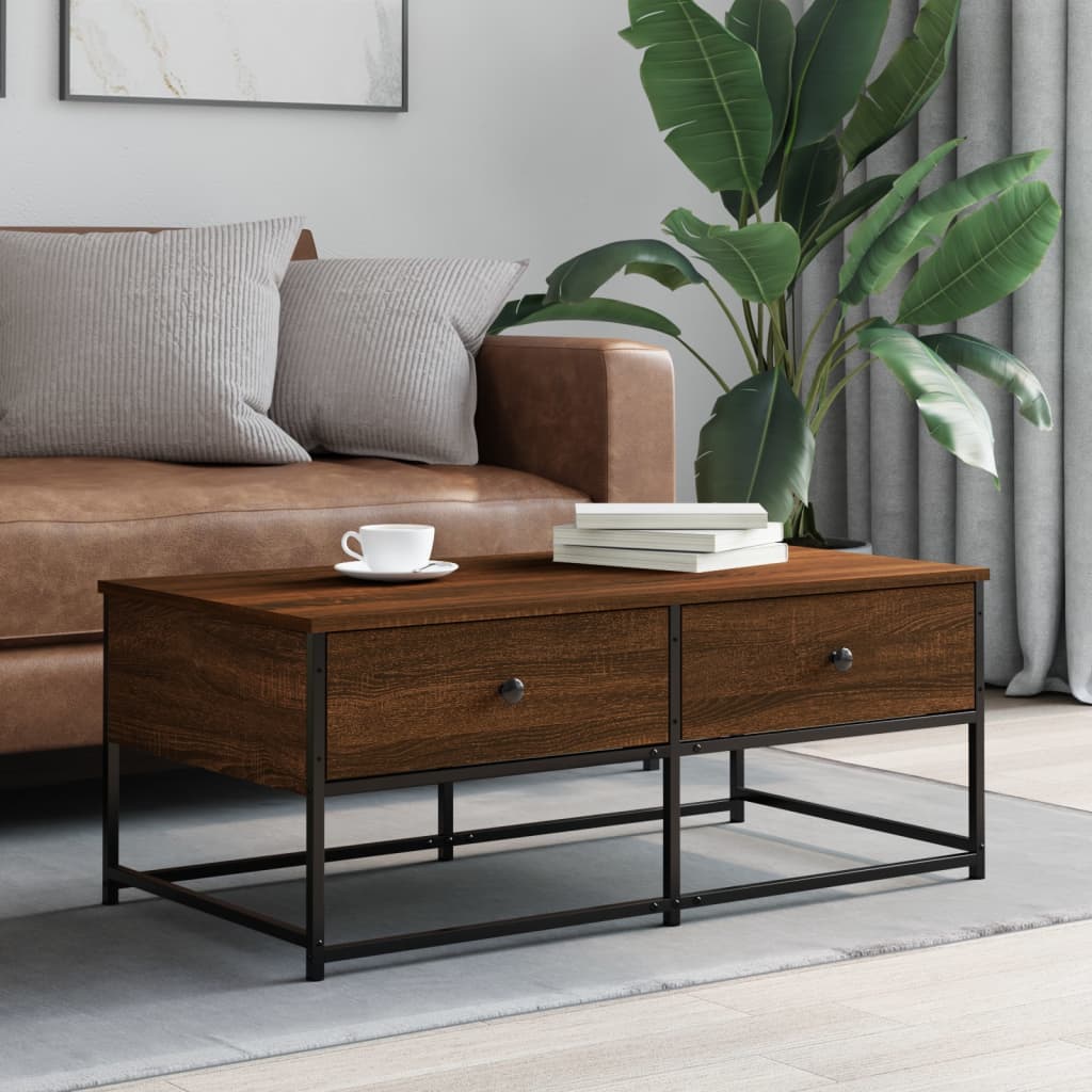 sofabord 100x51x40 cm konstrueret træ brun egetræsfarve