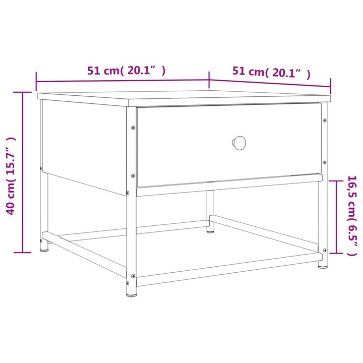 sofabord 51x51x40 cm konstrueret træ sort