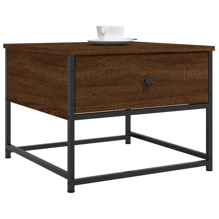 sofabord 51x51x40 cm konstrueret træ brun egetræsfarve