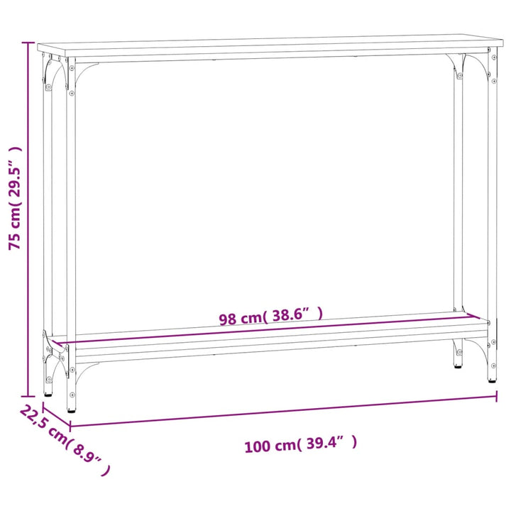 konsolbord 100x22,5x75 cm konstrueret træ sonoma-eg