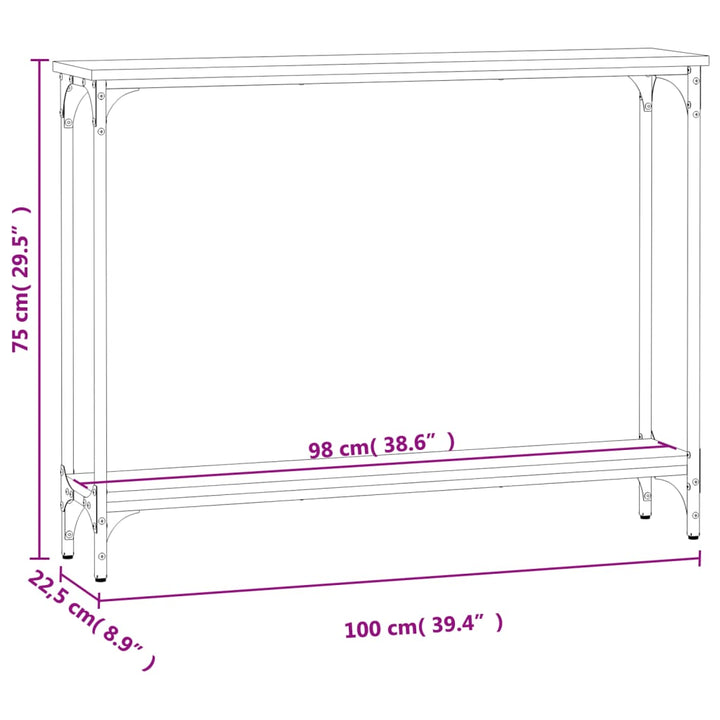 konsolbord 100x22,5x75 cm konstrueret træ grå sonoma-eg