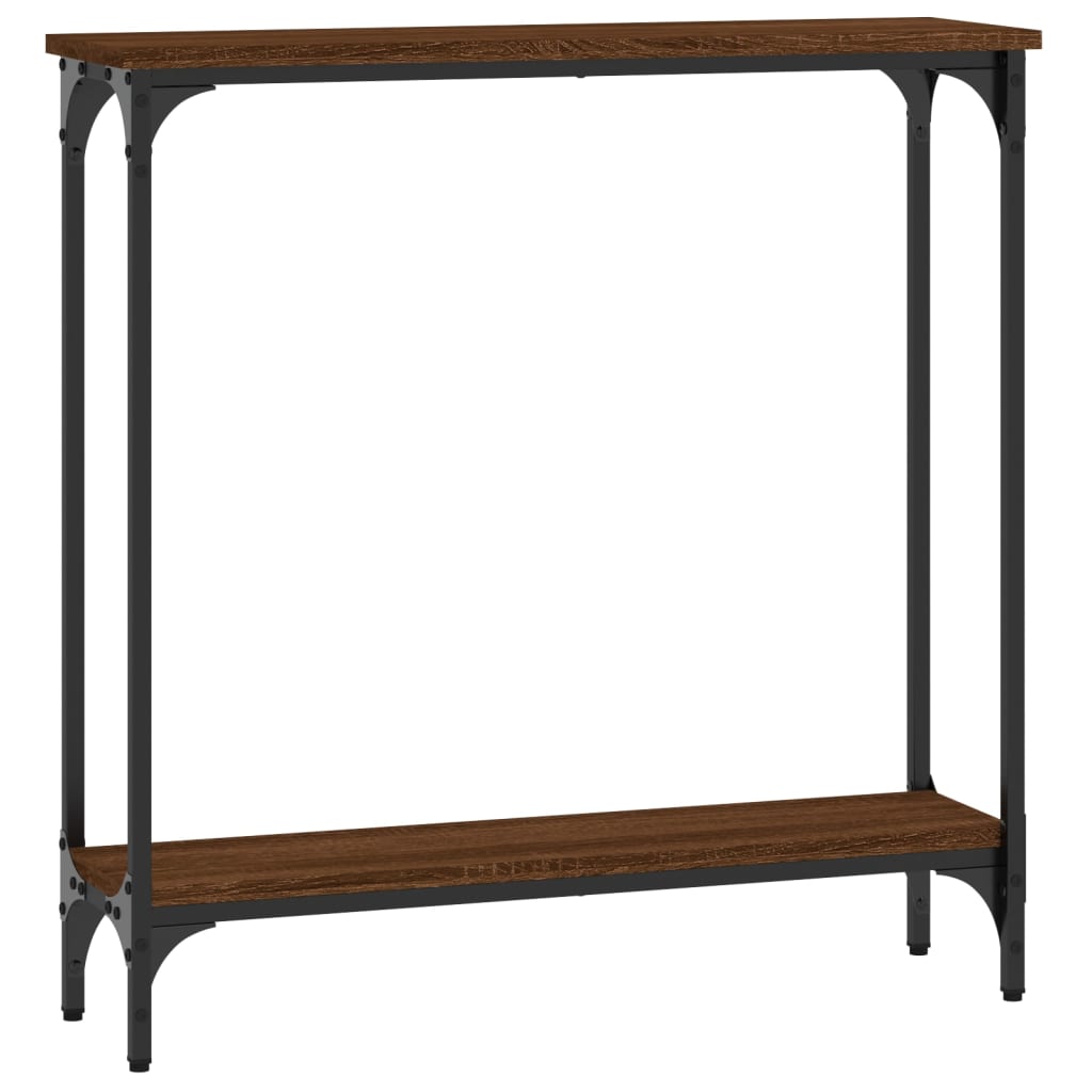 konsolbord 75x22,5x75 cm konstrueret træ brunt egetræ