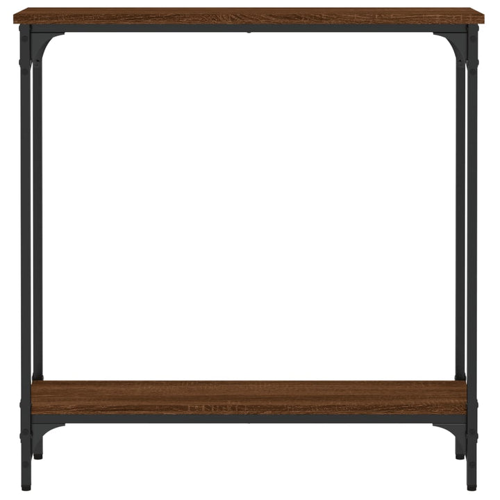 konsolbord 75x22,5x75 cm konstrueret træ brunt egetræ