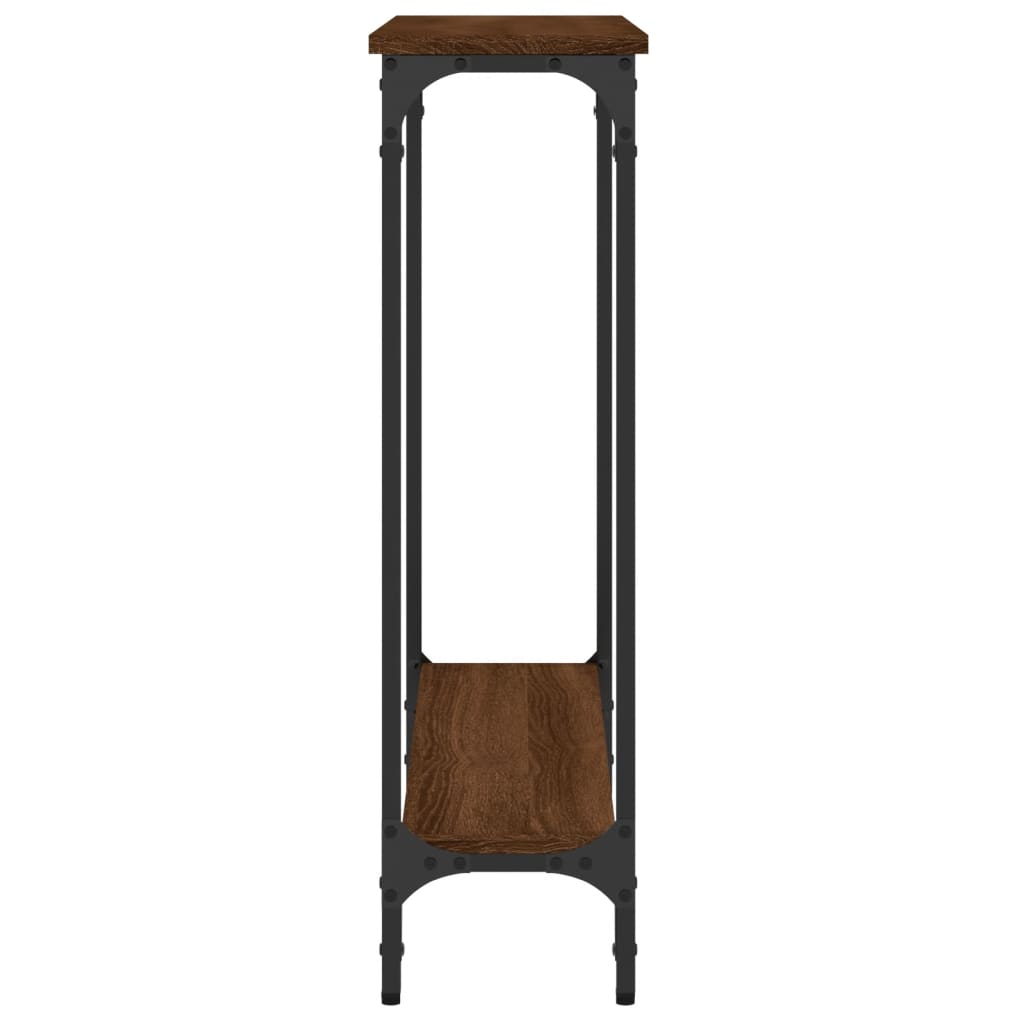 konsolbord 75x22,5x75 cm konstrueret træ brunt egetræ