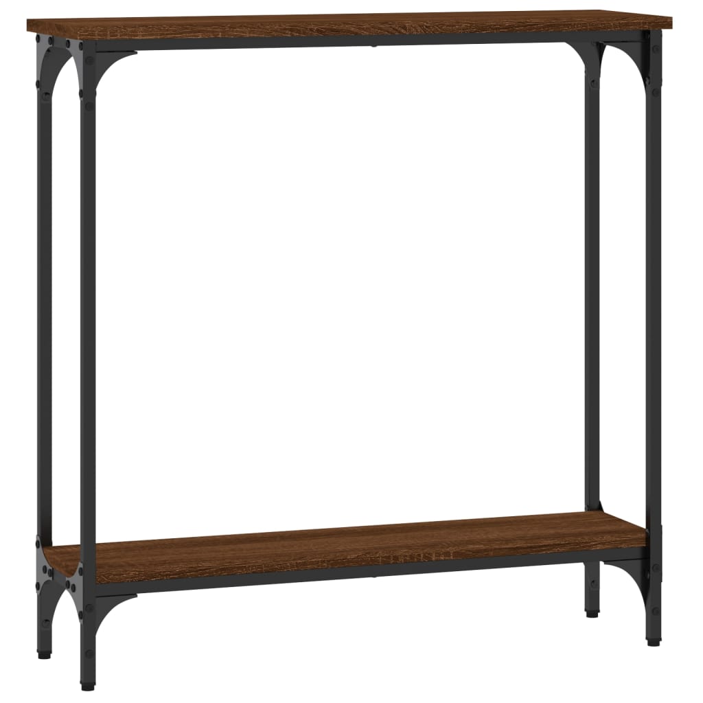 konsolbord 75x22,5x75 cm konstrueret træ brunt egetræ