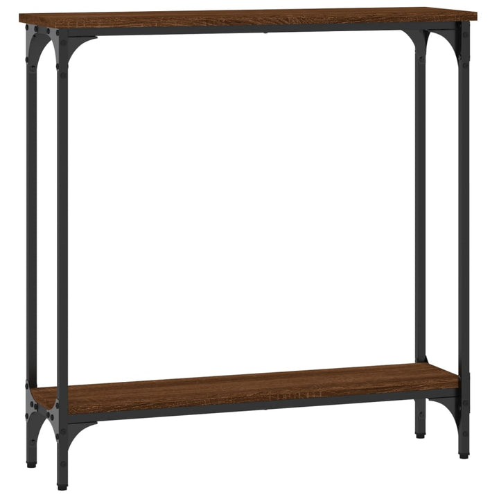 konsolbord 75x22,5x75 cm konstrueret træ brunt egetræ