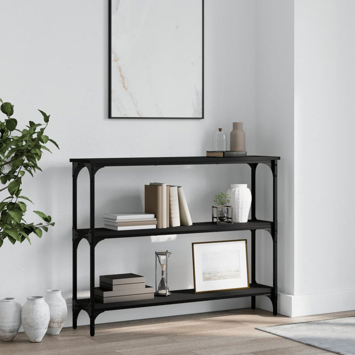konsolbord 100x22,5x75 cm konstrueret træ sort