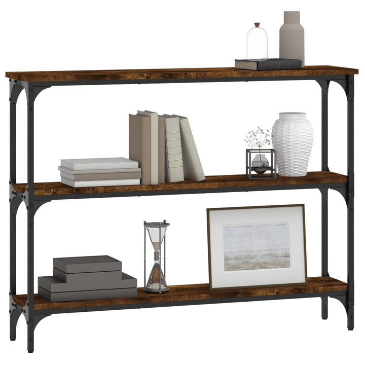 konsolbord 100x22,5x75 cm konstrueret træ røget egetræsfarve