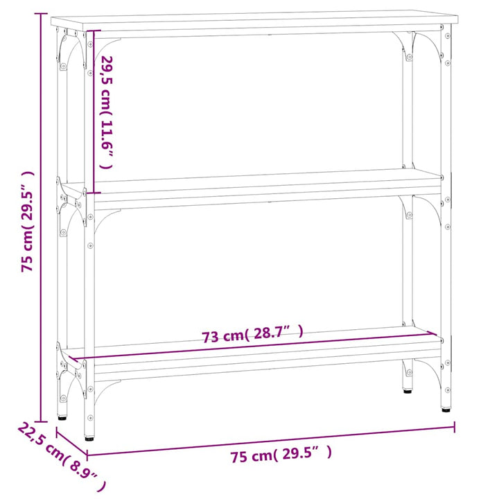 konsolbord 75x22,5x75 cm konstrueret træ sort