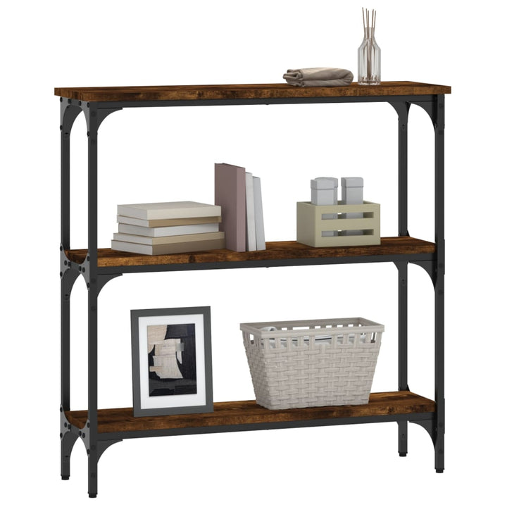 konsolbord 75x22,5x75 cm konstrueret træ røget egetræsfarve