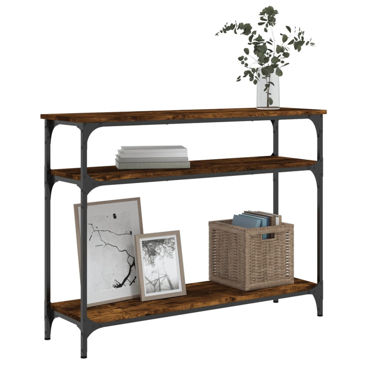 konsolbord 100x29x75 cm konstrueret træ røget egetræsfarve