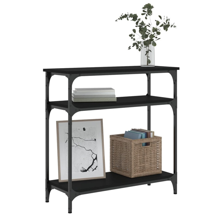 konsolbord 75x29x75 cm konstrueret træ sort