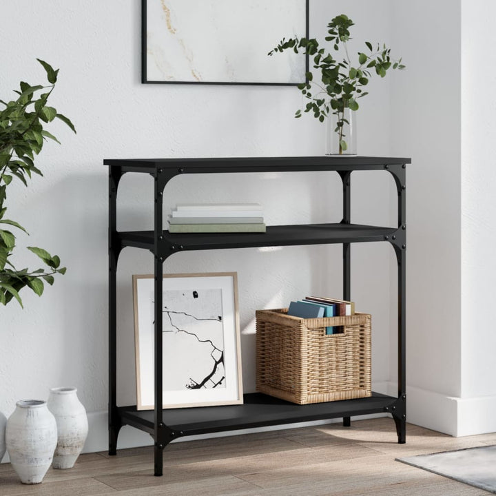 konsolbord 75x29x75 cm konstrueret træ sort