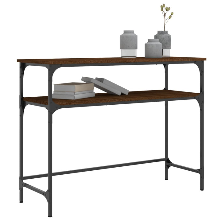 konsolbord 100x35,5x75 cm konstrueret træ brunt egetræ