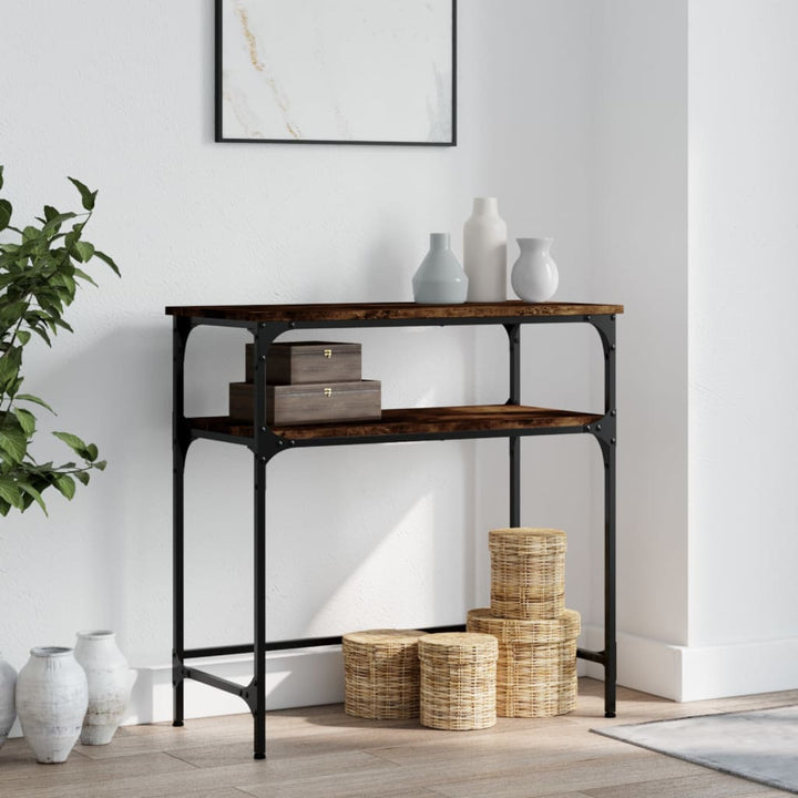 konsolbord 75x35,5x75 cm konstrueret træ røget egetræsfarve