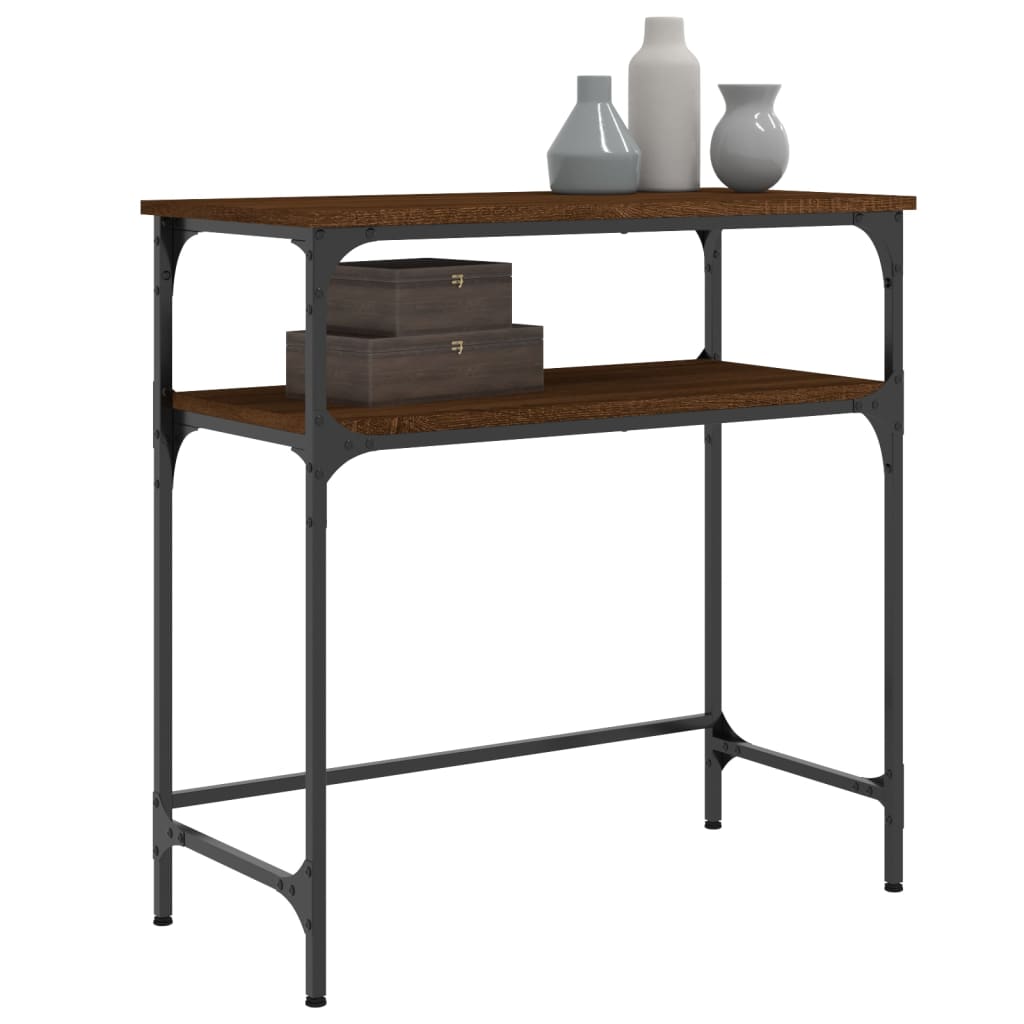 konsolbord 75x35,5x75 cm konstrueret træ brun egetræsfarve