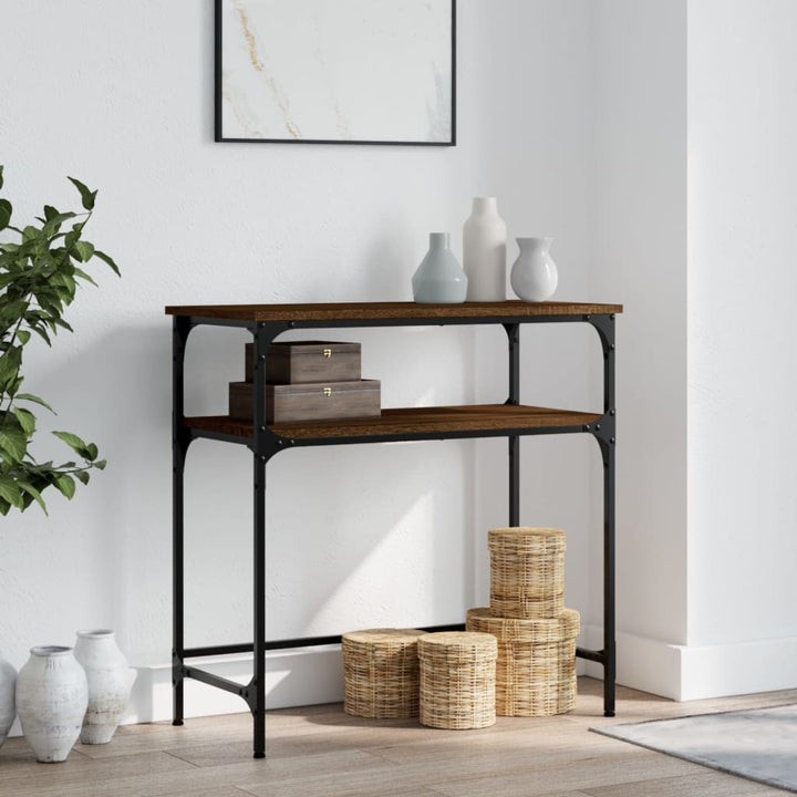 konsolbord 75x35,5x75 cm konstrueret træ brun egetræsfarve