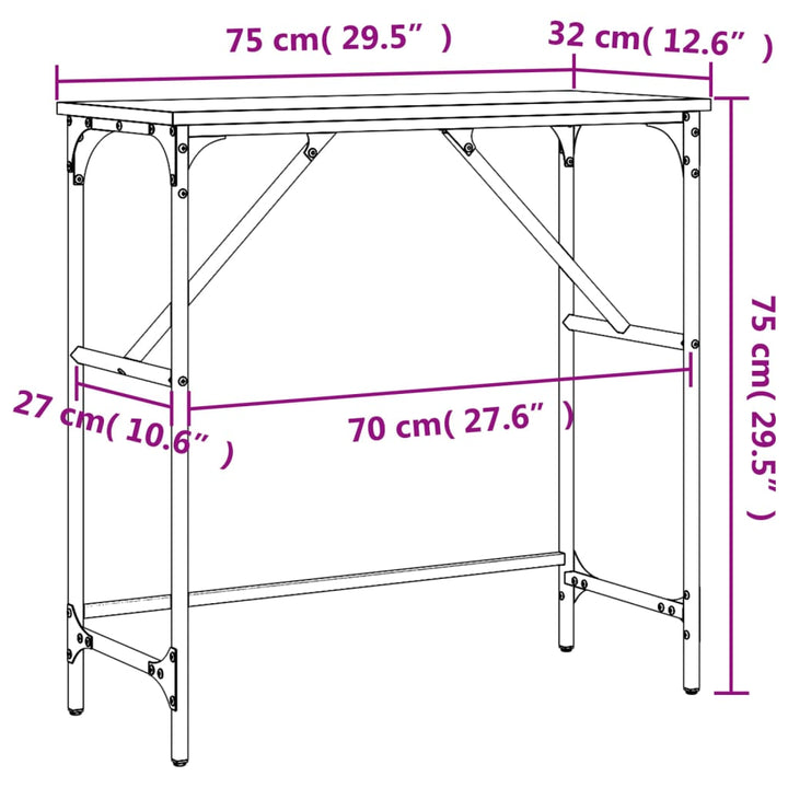 konsolbord 75x32x75 cm konstrueret træ sonoma-eg