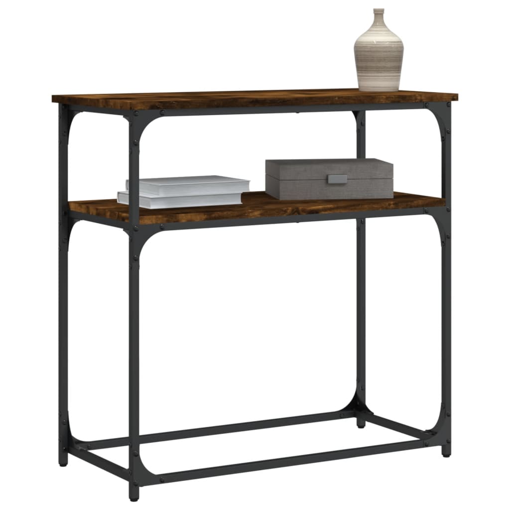konsolbord 75x35,5x75 cm konstrueret træ røget egetræsfarve