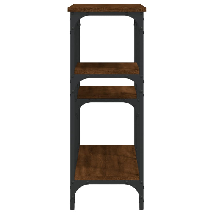 konsolbord 102x29x75 cm konstrueret træ brun egetræ