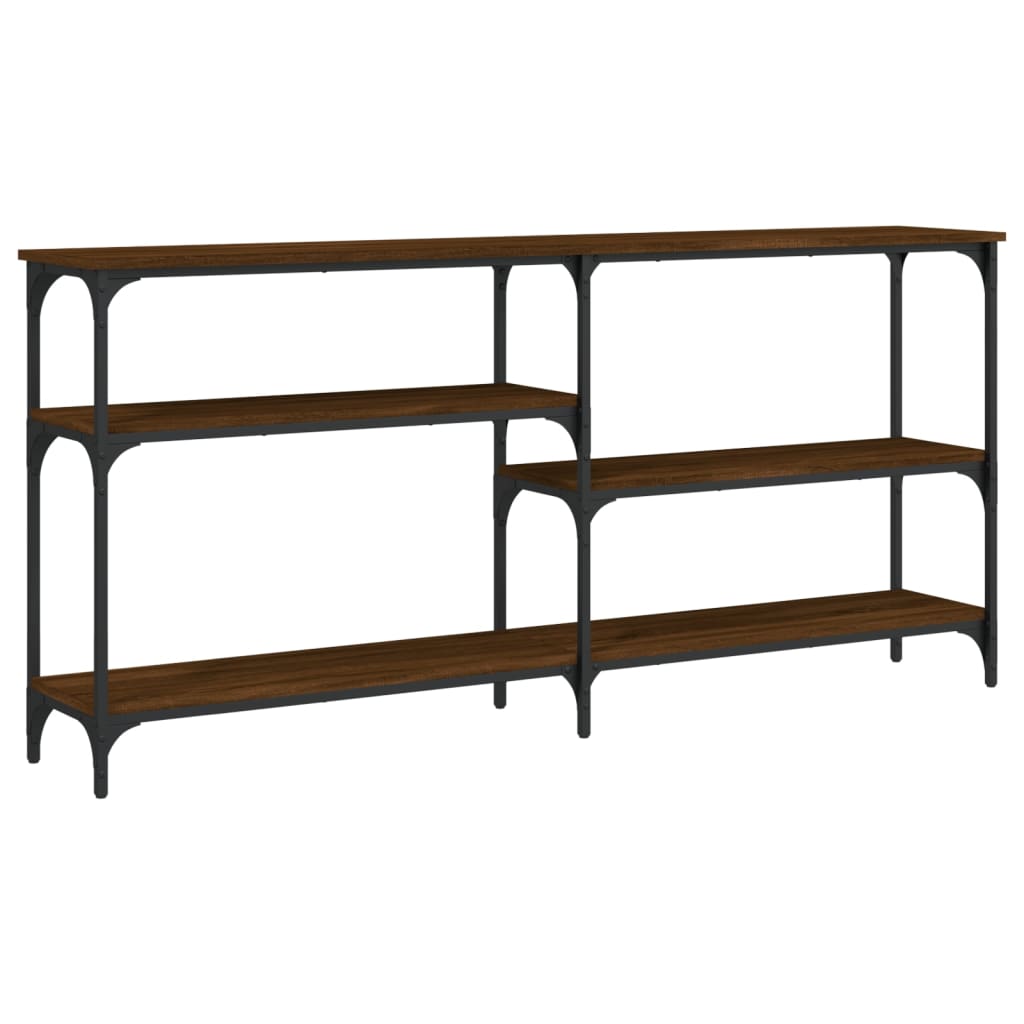 konsolbord 160x29x75 cm konstrueret træ brun egetræ