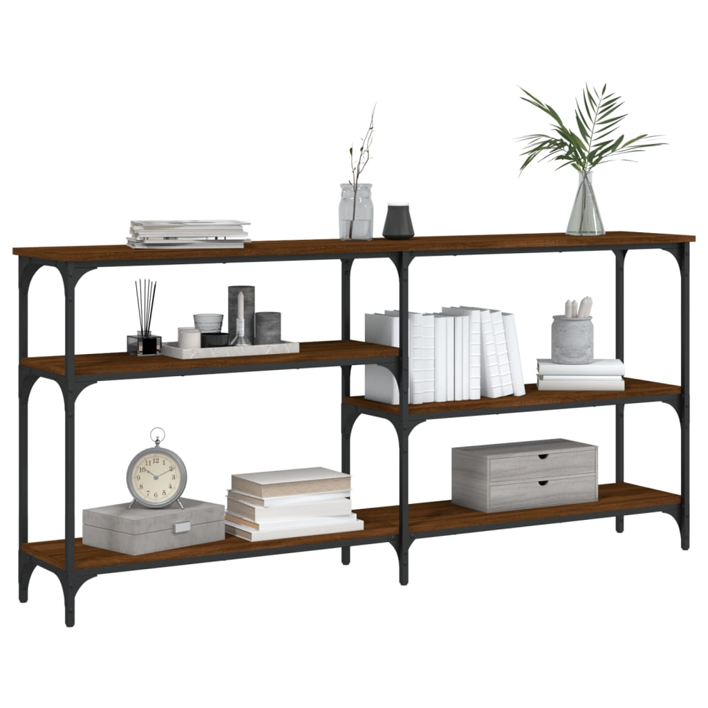 konsolbord 160x29x75 cm konstrueret træ brun egetræ