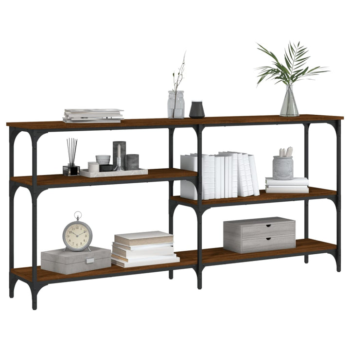 konsolbord 160x29x75 cm konstrueret træ brun egetræ