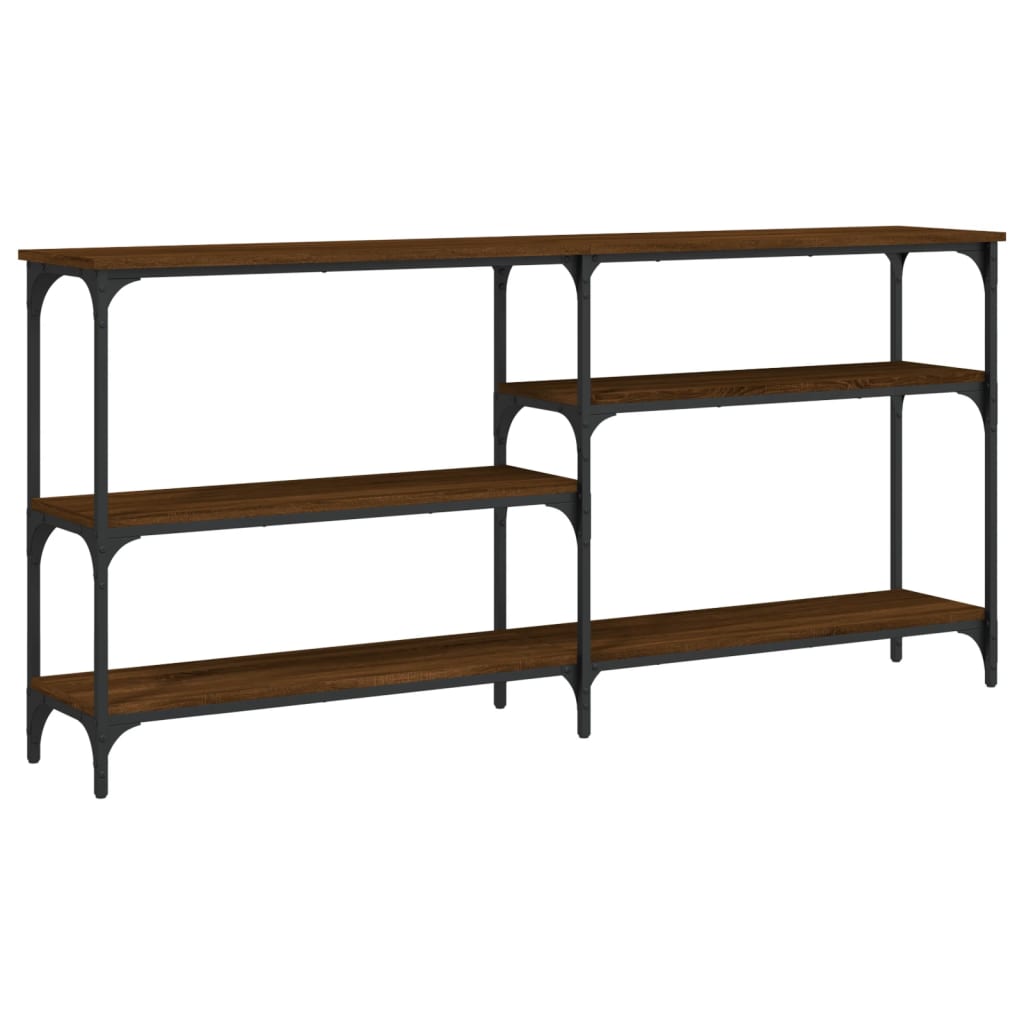 konsolbord 160x29x75 cm konstrueret træ brun egetræ
