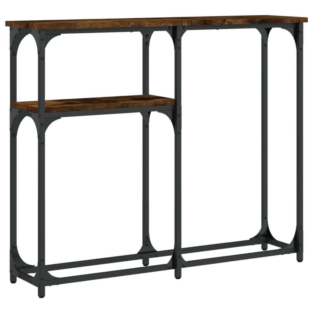 konsolbord 90x22,5x75 cm konstrueret træ røget egetræsfarve
