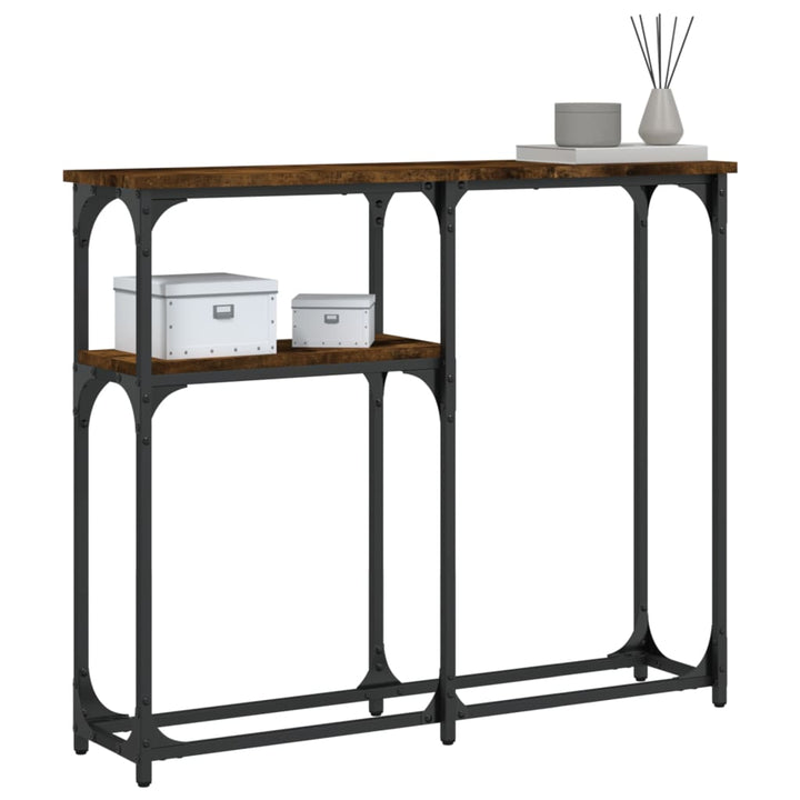 konsolbord 90x22,5x75 cm konstrueret træ røget egetræsfarve