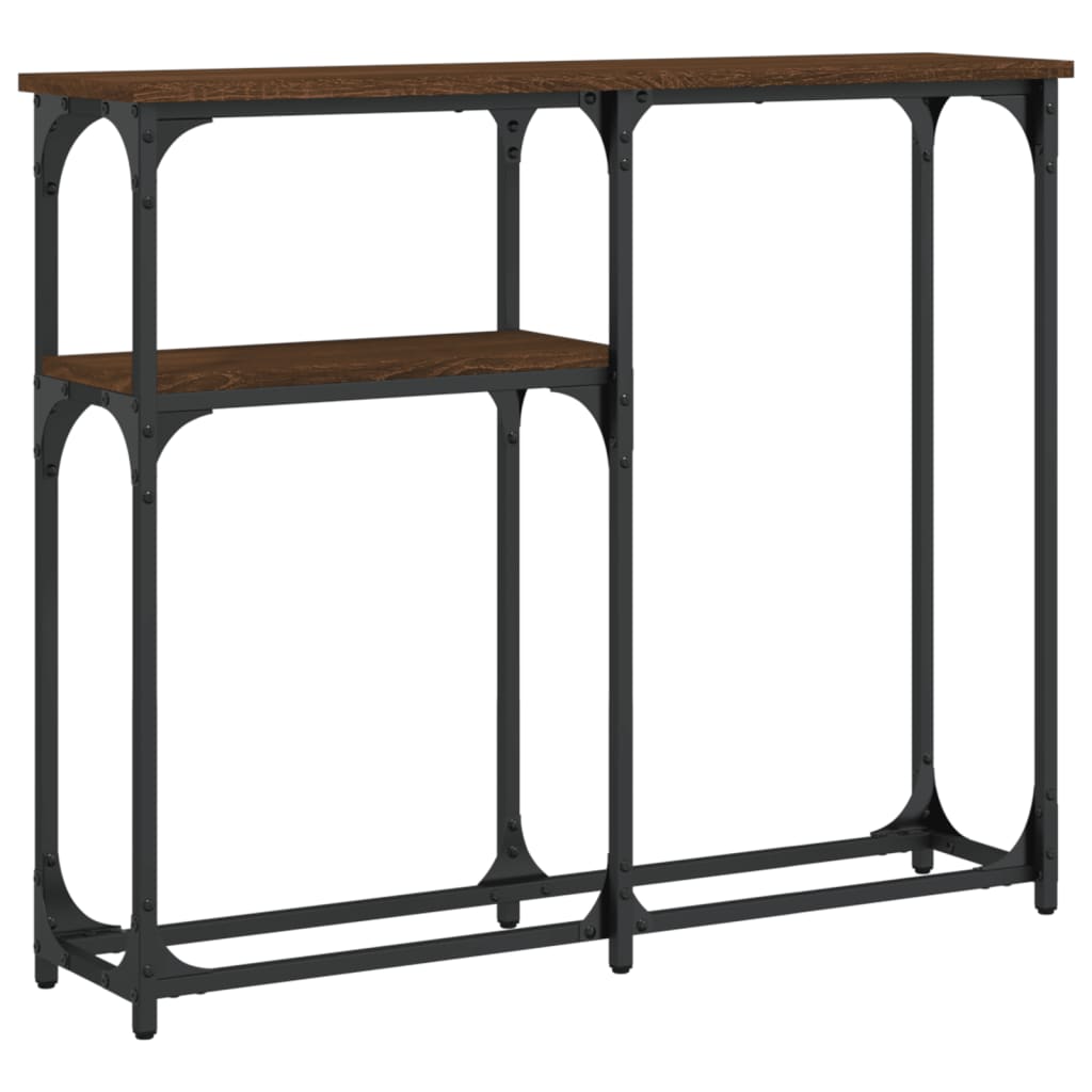 konsolbord 90x22,5x75 cm konstrueret træ brunt egetræ
