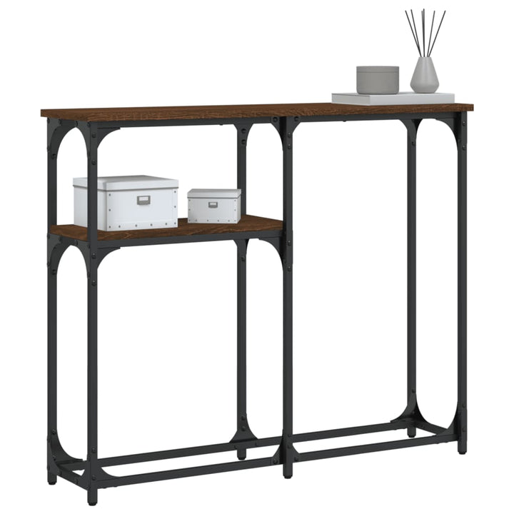 konsolbord 90x22,5x75 cm konstrueret træ brunt egetræ