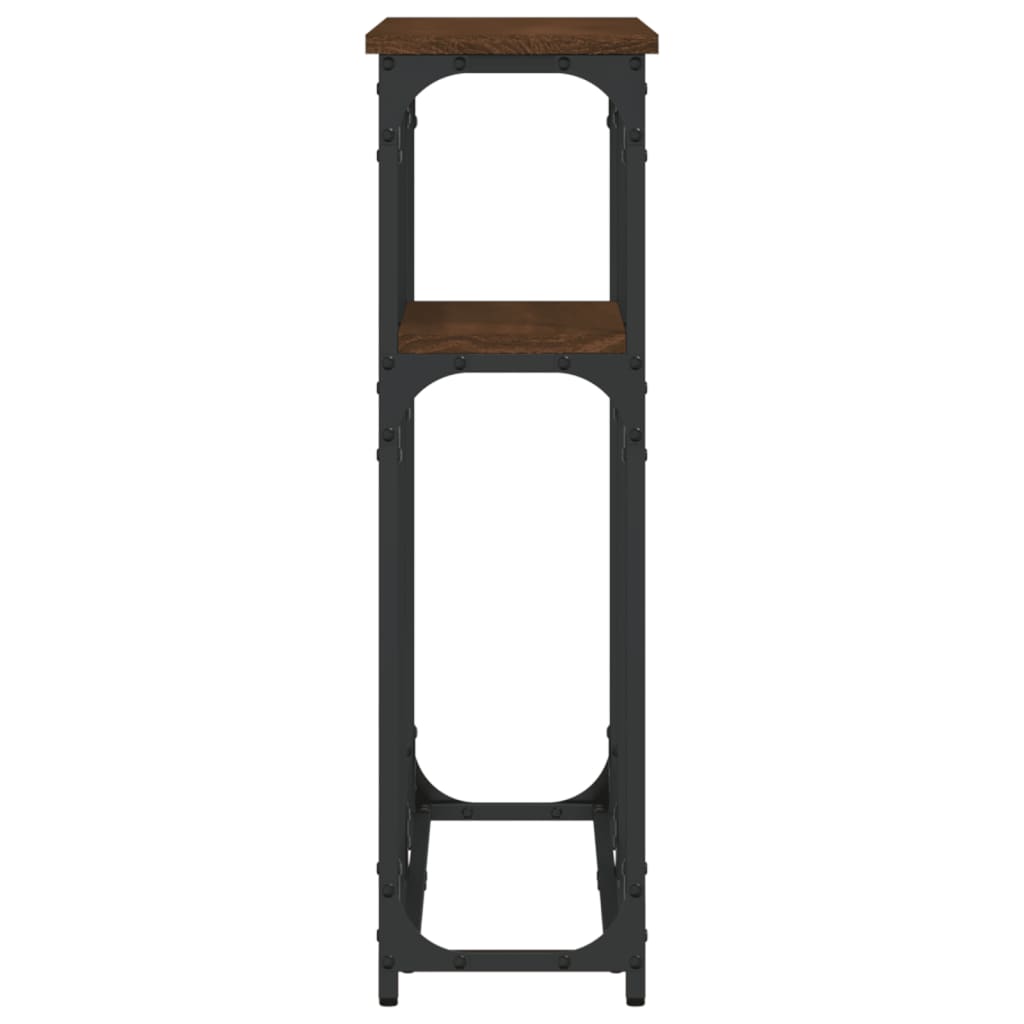 konsolbord 90x22,5x75 cm konstrueret træ brunt egetræ