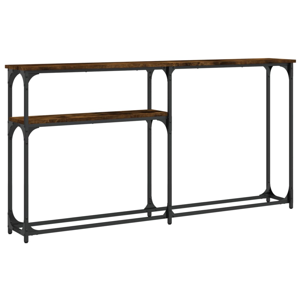 konsolbord 145x22,5x75 cm konstrueret træ røget egetræsfarve