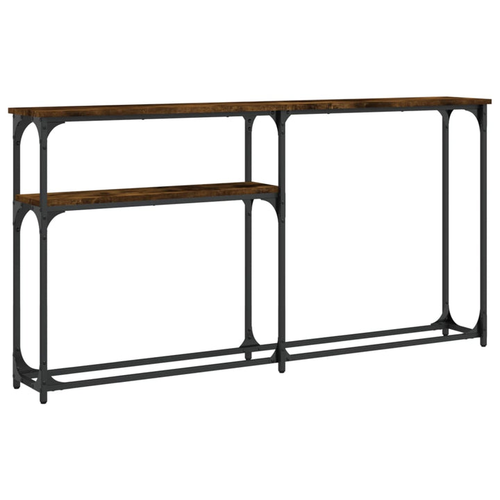 konsolbord 145x22,5x75 cm konstrueret træ røget egetræsfarve