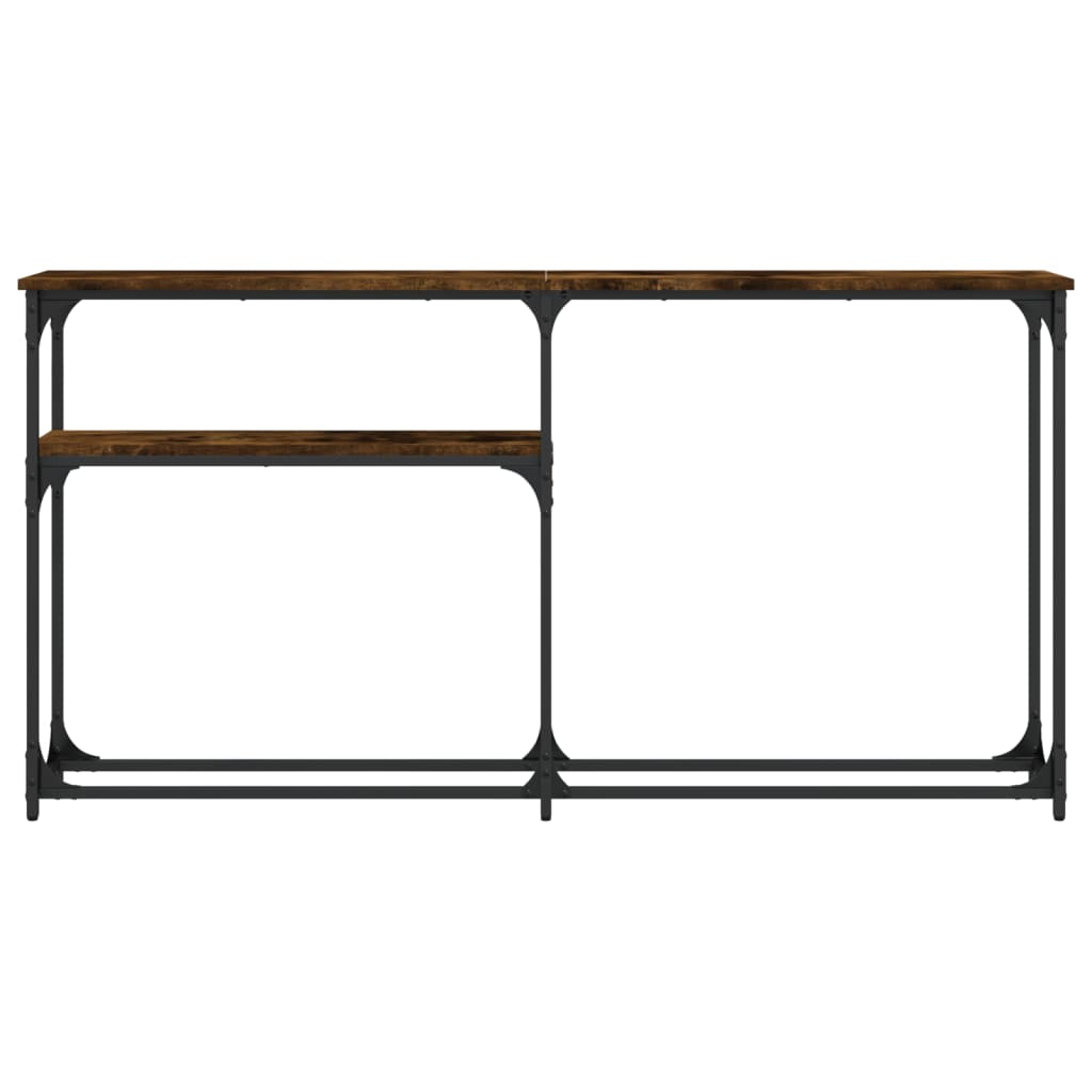 konsolbord 145x22,5x75 cm konstrueret træ røget egetræsfarve