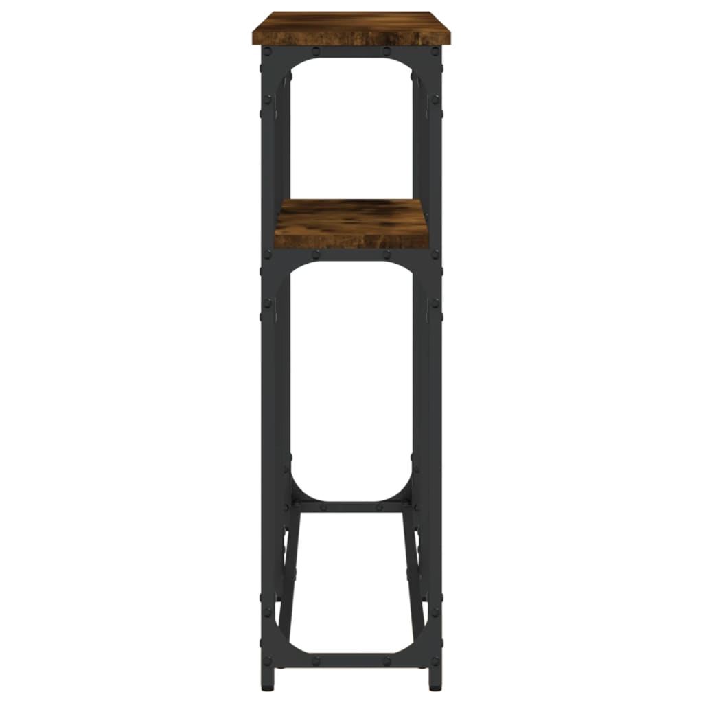 konsolbord 145x22,5x75 cm konstrueret træ røget egetræsfarve