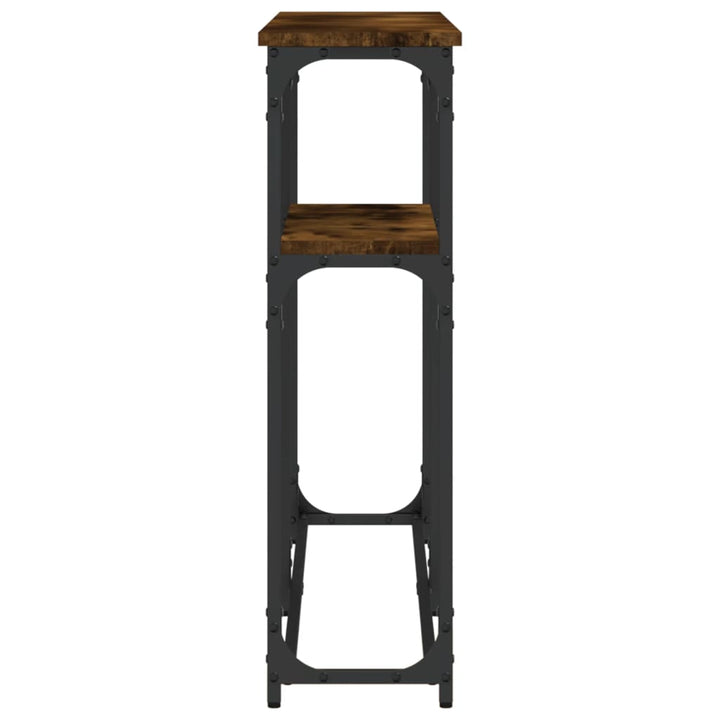 konsolbord 145x22,5x75 cm konstrueret træ røget egetræsfarve