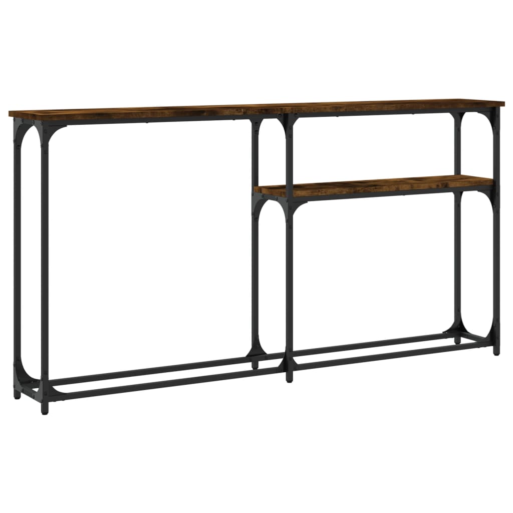 konsolbord 145x22,5x75 cm konstrueret træ røget egetræsfarve